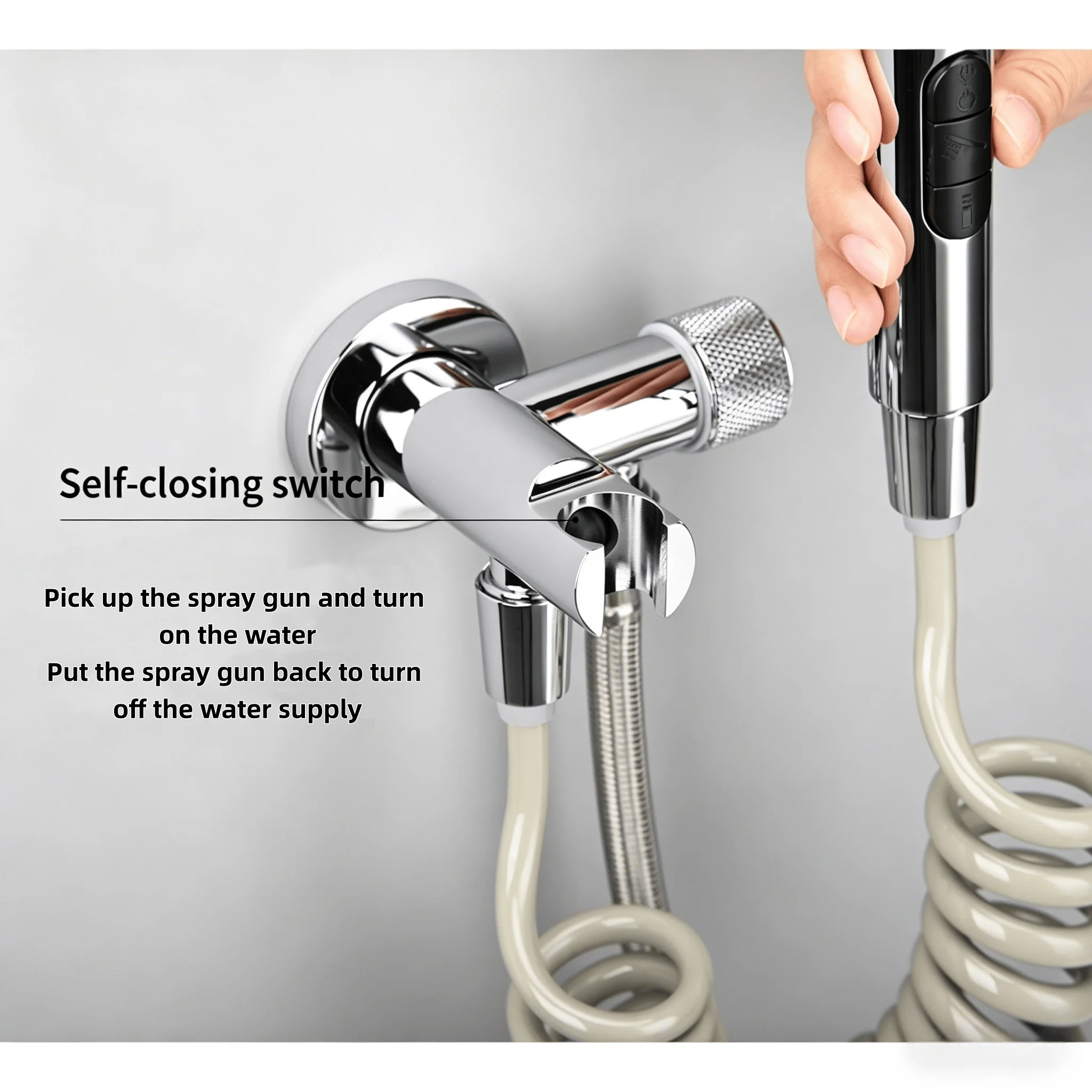 Self-closing toilet companion spray gun single cold water faucet outdoor flushing bathroom bidet one in two out booster flusher