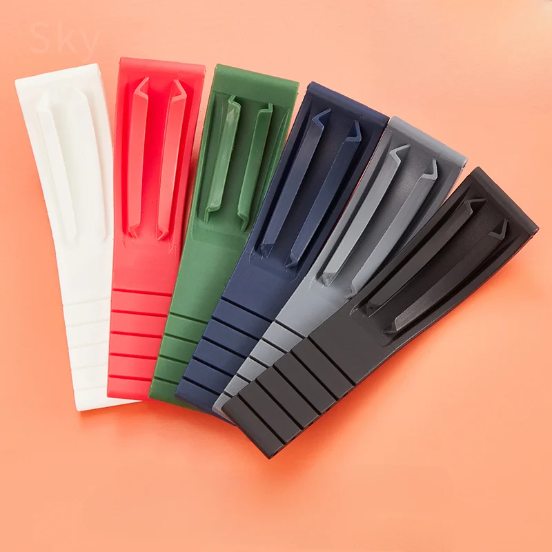 For Rolex Watchbands Daytona Yacht Log Black Green Water Ghost Curved End 20mm Silicone Convex Interface Red Blue Watch Strap