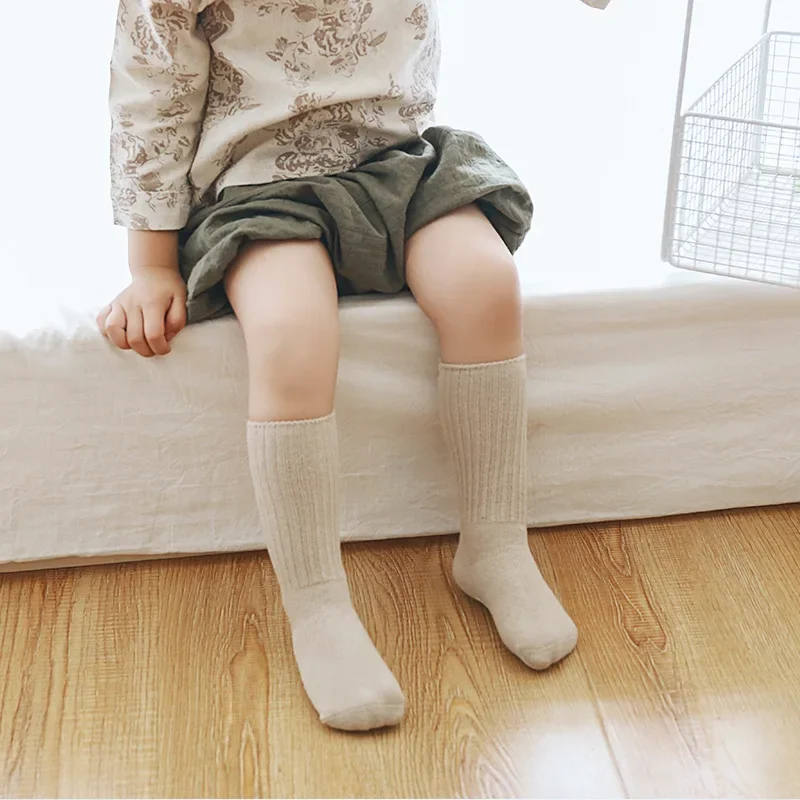 New Baby Girls Knee High Socks Angelwing Summer Autumn Cotton Solid Candy Color Kids Toddler Short Sock for Children