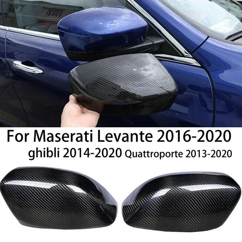 For Maserati Levante Ghibli Quattroporte 2013 2014-2020 Carbon Fiber Car Rearview Side Mirror Covers Cap spare parts accessories