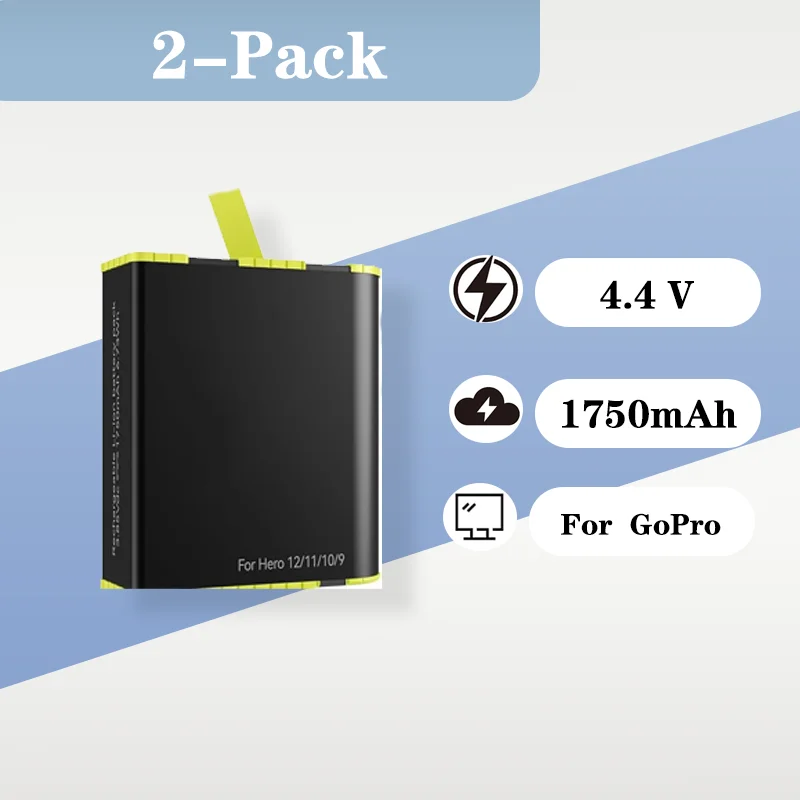 

Rechargeable Replacement Battery 1750mAh 4.4V For GoPro Hero 12 Camera