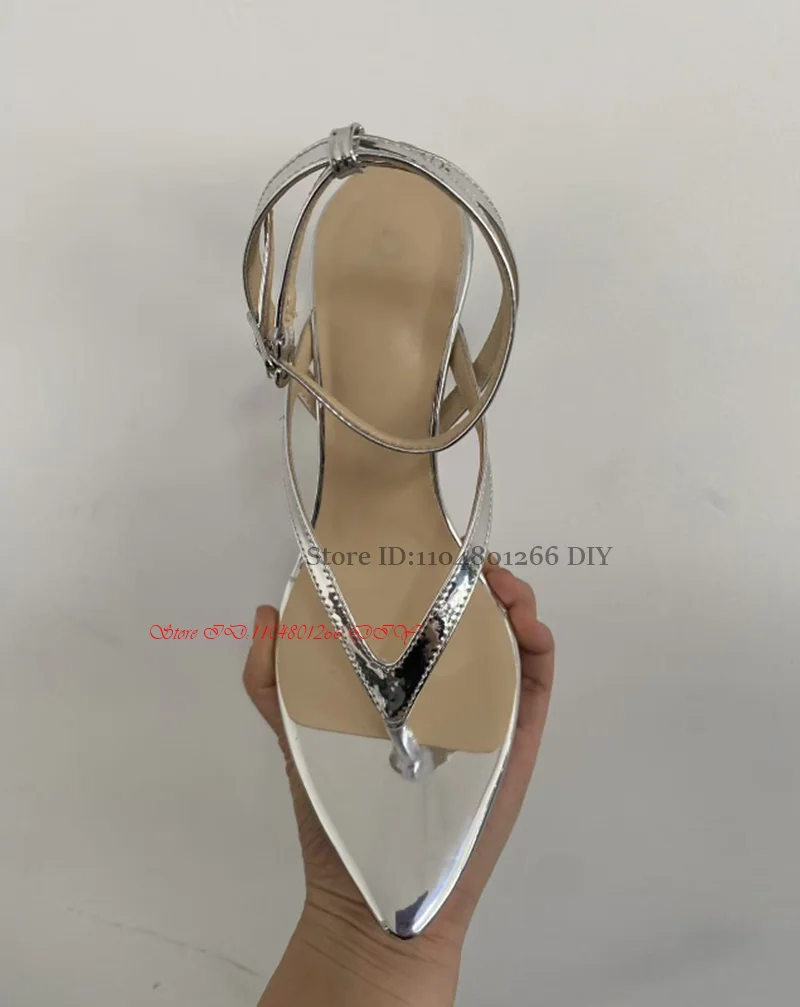 Transparent Wedge Heeled High-Heeled Sandals Women's Summer Shoes, Pointed Flip Flops, Clip Toe Party High-Heeled Sandals view 3