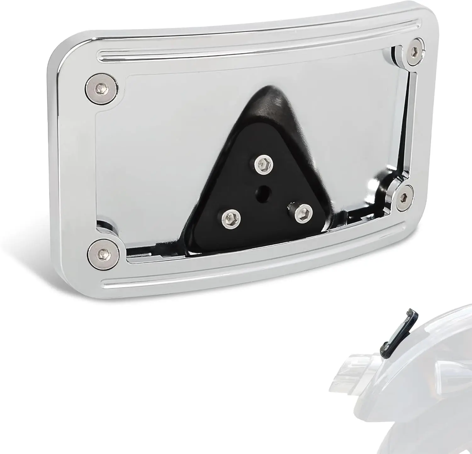 

Curved Laydown License Plate Frame Mount for Harley & Honda VTX1300/1800, Chrome Low Profile Design with Heavy-Duty Steel Back