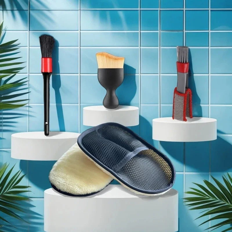 

Чистящие средства для автомобиля, набор инструментов для мытья автомобиля, щетка для чистки, щетка для выпускного отверстия кондиционера, шерстяные перчатки для мытья автомобиля, тряпка.