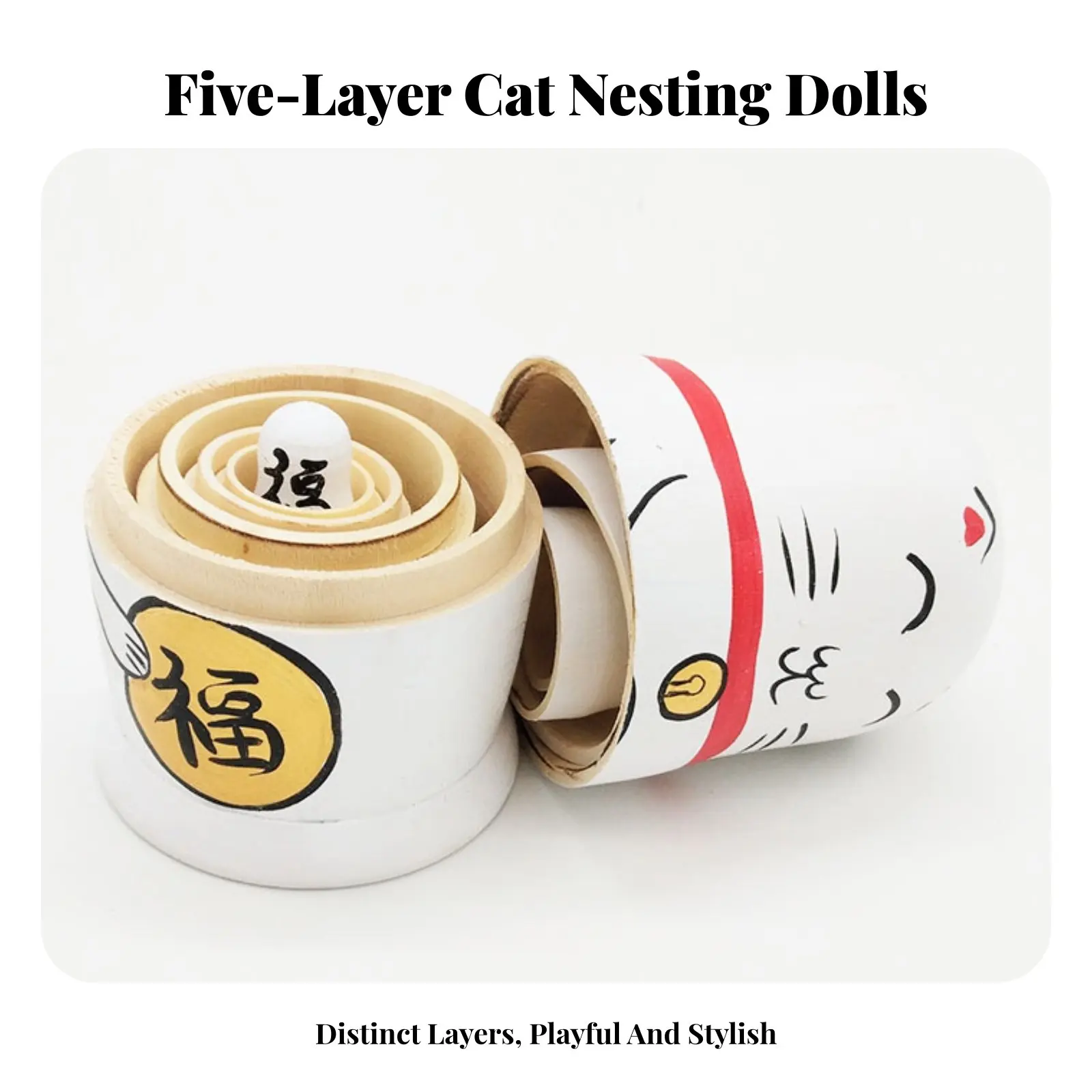 

5 Pieces Russian Fortune Cat Dolls Exotic Design Fortunate Cat Stack Ing Dolls House Decoration Educational Handmade