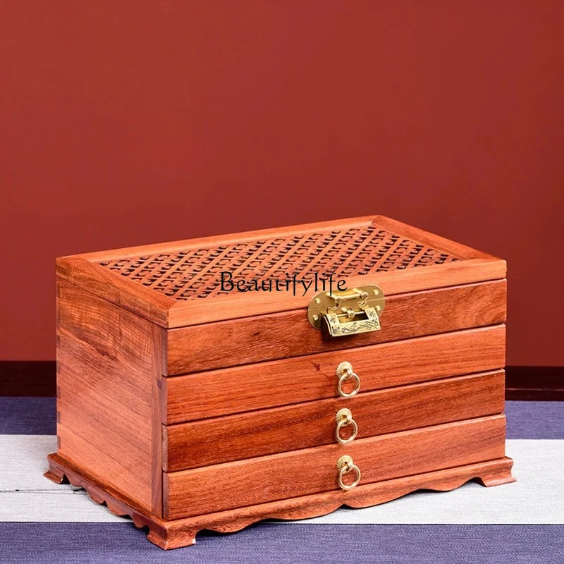 

Solid Wood Multi-Layer Makeup Storage Box Drawer Type Jewelry Organizer Dressing Table Mask Holder