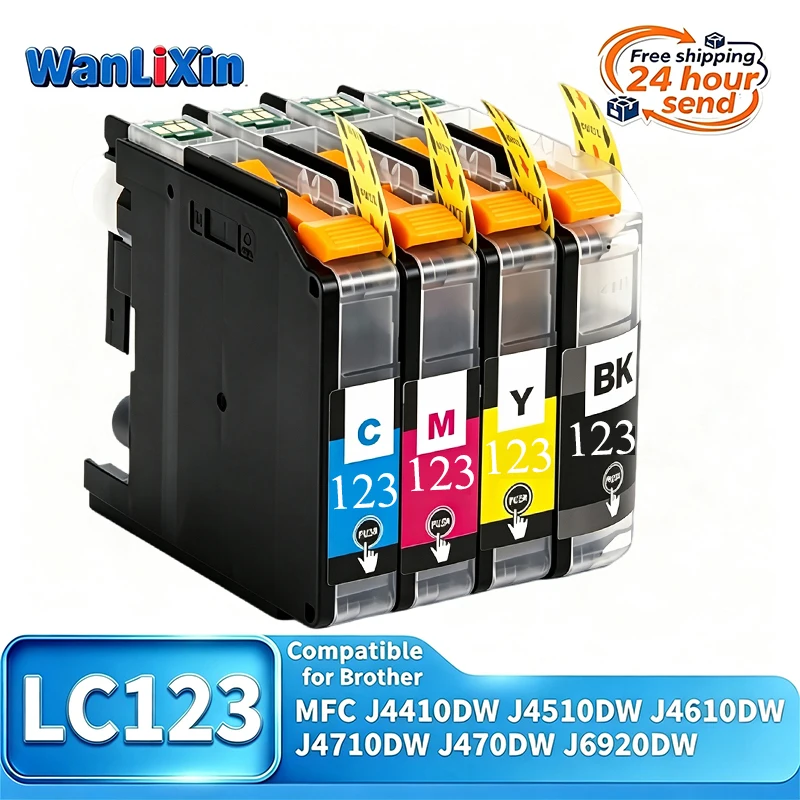 1~5 SETS LC121 LC123 LC 123 Compatible Ink Cartridge For Brother MFC J470DW J6920DW J4410DW J4510DW J4610DW J4710DW printers