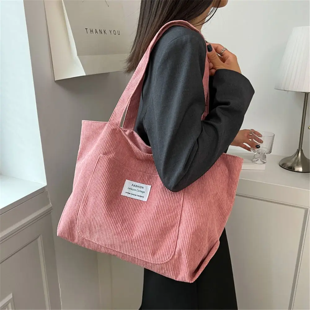 Corduroy Bag Handbags for Women Shoulder Bags Female Soft Environmental Storage Reusable Girls Small and Large Shopper Totes Bag