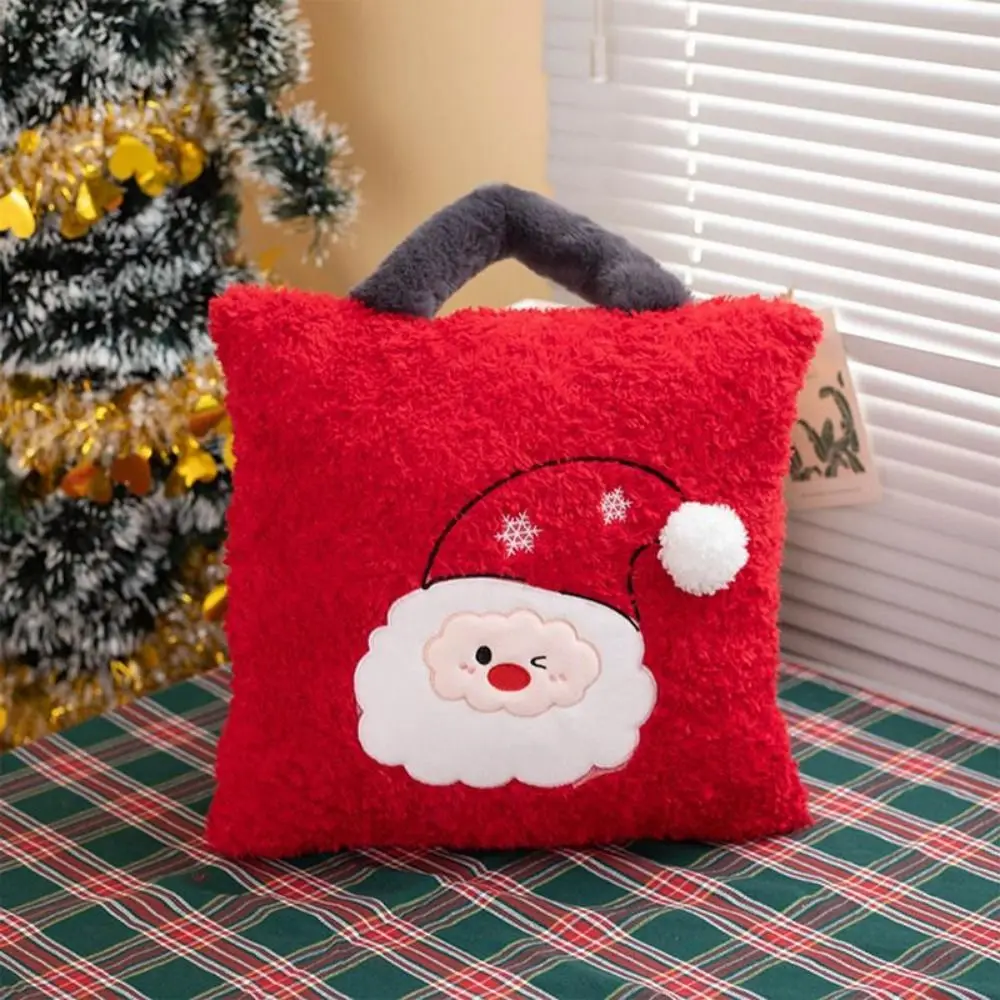 Cuscini natalizi da 16x16 pollici quadrati Babbo Natale alce albero di Natale cuscino portaoggetti natalizio farcito morbido cuscino in peluche per le vacanze