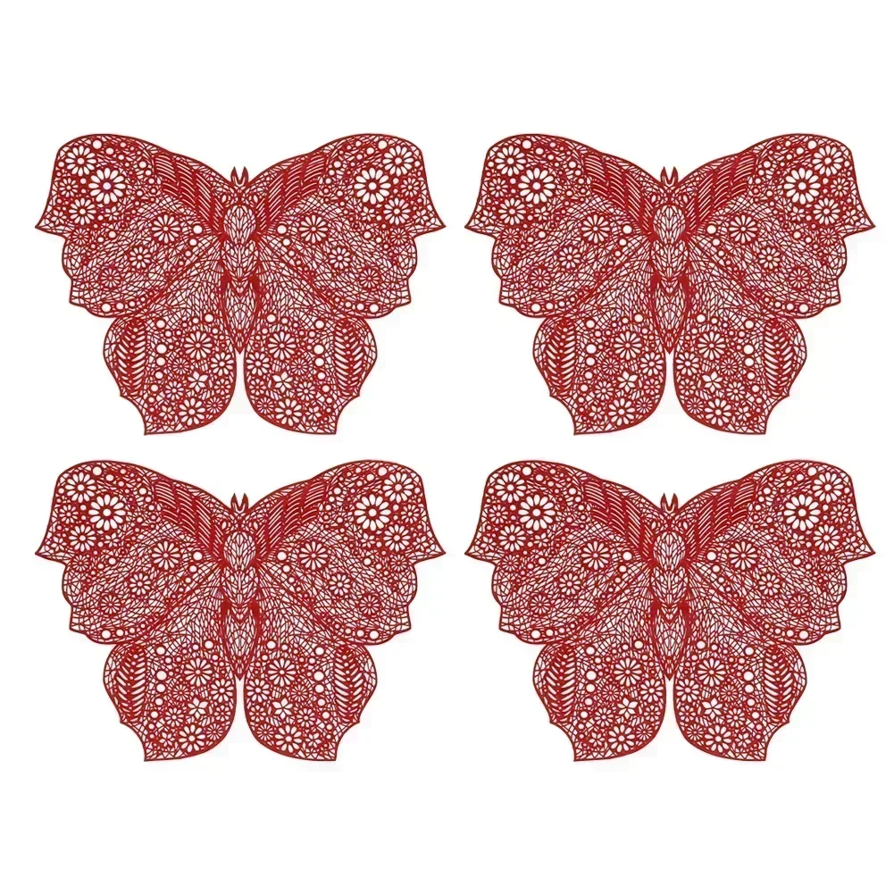 Aesthetic Butterfly Patterned PVC Placemats (Set Of 4) Functional Table Protection That Is Simple To Maintain Daily