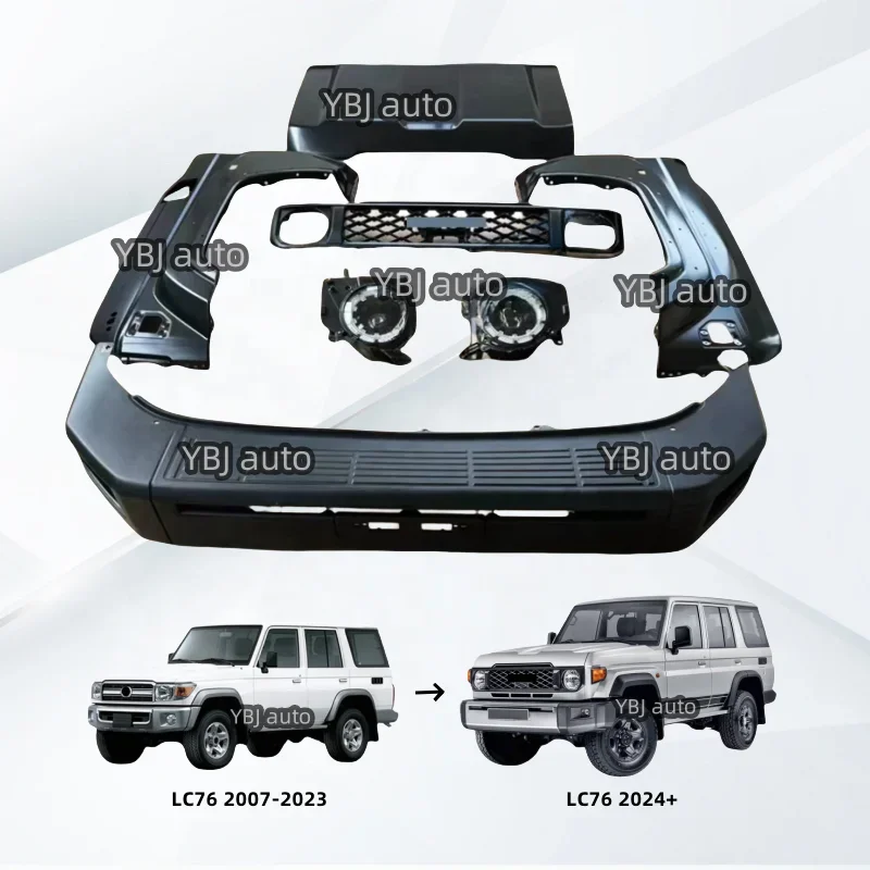 

YBJ Car Accessories Facelift 1:1 Front Bumper Bodykit for Land Cruiser 70 79 Series J70 Fj79 Lc79 Upgrade to 2024 Black 1set