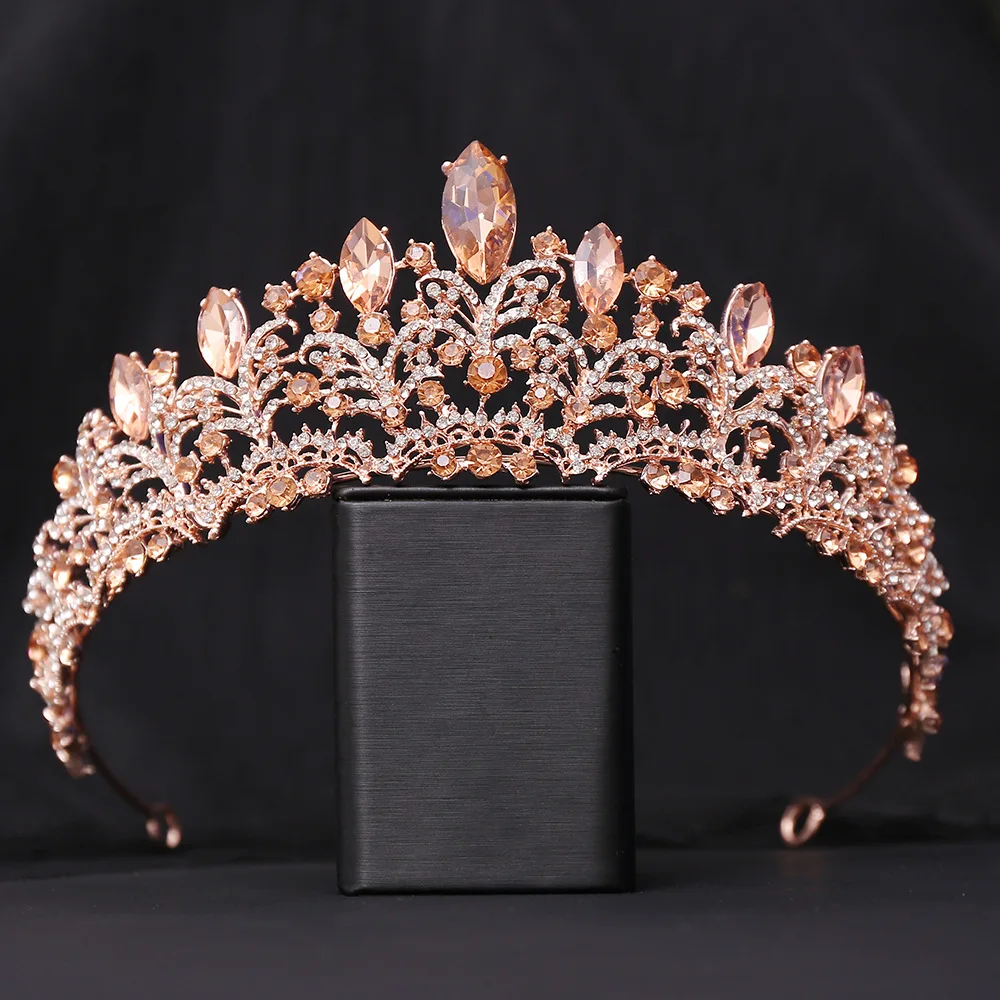 Baroque Luxury Water Drop Crystal Bridal Crown Miss Universe Tiaras Rhinestone Pageant Diadem Headpiece Wedding Hair Accessories