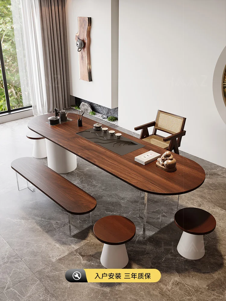 South American walnut tea table and chair combination light luxury and high sense