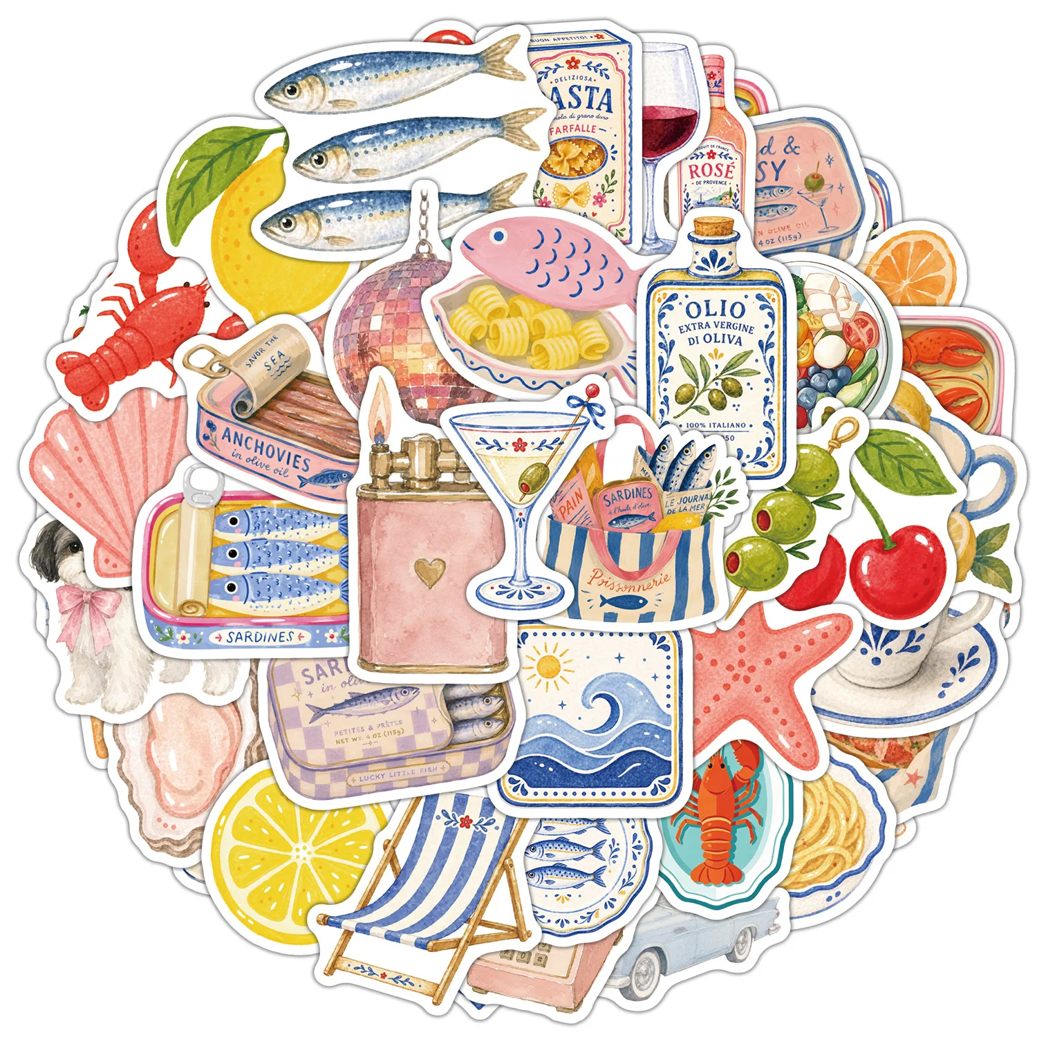 50 Stück Mediterrane Sommer-Dosenwaren Graffiti-Aufkleber Kleine Frische Cartoon-Sticker DIY Gepäck Handy Gitarre Scrapbook Kinderspielzeug