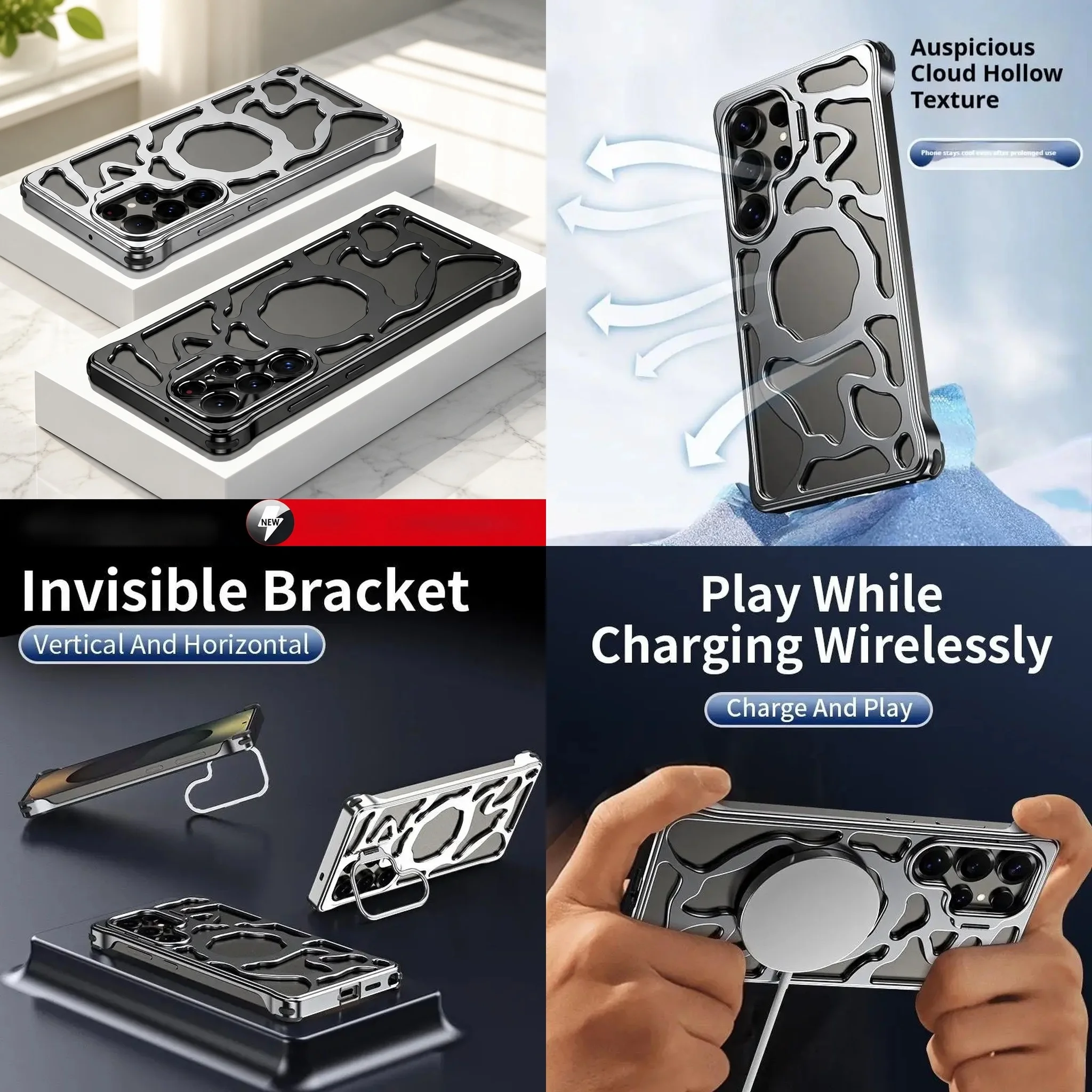Pour Samsung Galaxy S25 S24 S26 Ultra, coque de protection ultra-fine anti-chute avec support magnétique Magsafe en alliage d'aluminium métallique