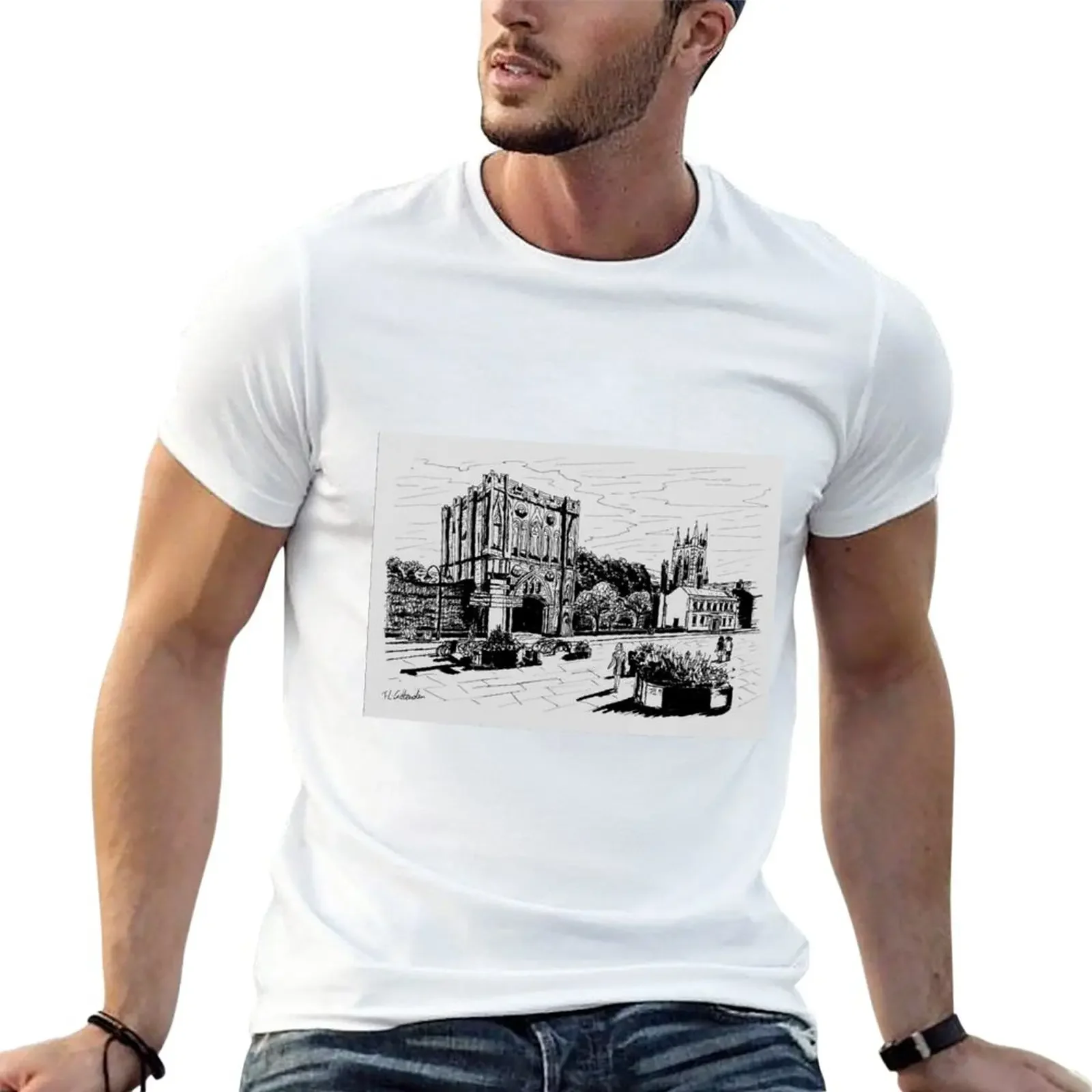 Bury St Edmunds Abbey Gate Ink Sketch T-Shirt graphics animal prinfor boys mens white t shirts