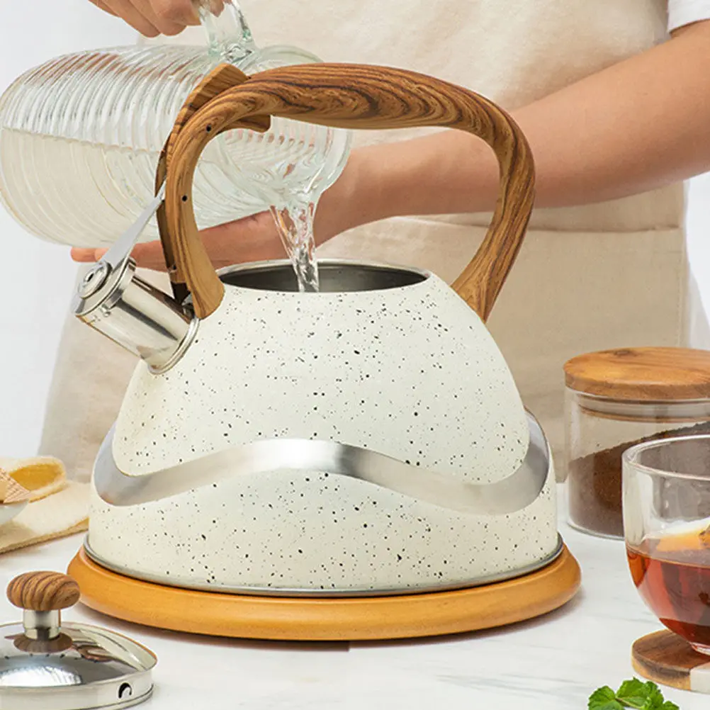 

Чайник со свистком из нержавеющей стали, 1 шт., портативный, с термостойкой ручкой, для домашней кухни, газовых и индукционных плит