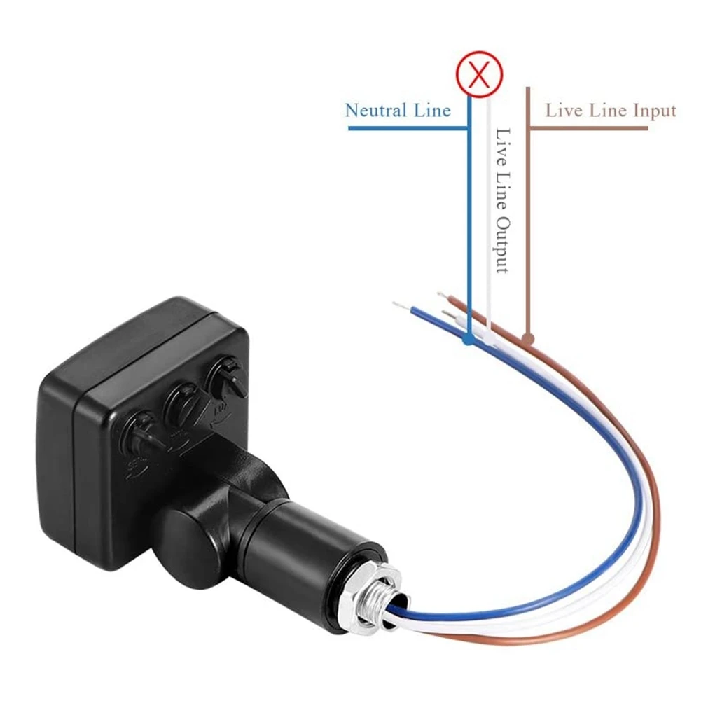Mini Sensor infrarrojo de cuerpo humano, interruptor de luz LED de inundación, Sensor de movimiento PIR, ajustable, color negro, 220V