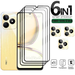 6-in-1 For Realme C53 Glass OPPO Realme C53 C 53 Tempered Glass 9H HD Full Cover Glue Screen Protector For Realme C53 Lens Glass