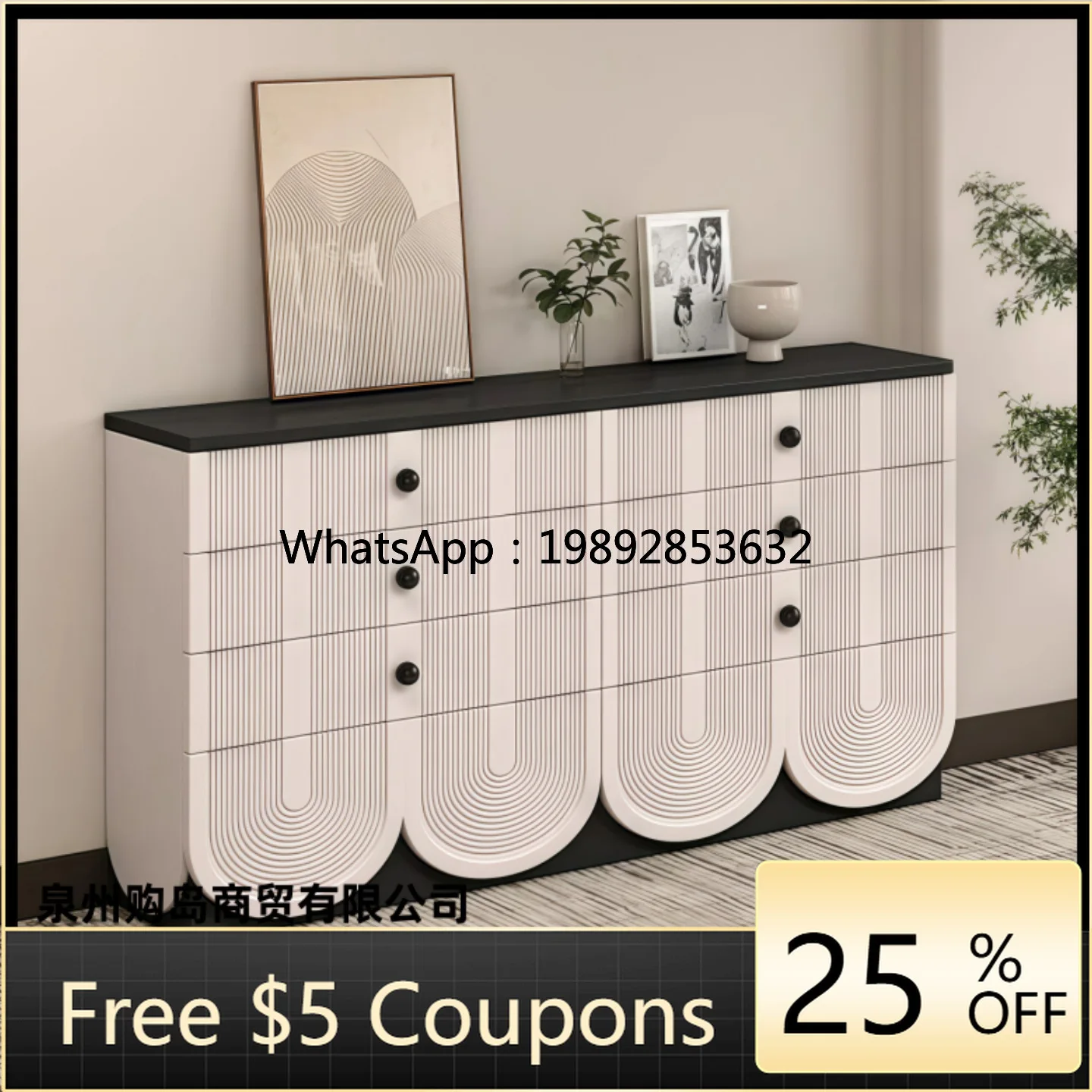 

LYY Vintage Style Entryway Sideboard Simple Large Capacity Shoe Cabinet Storage Tea Water Multi-Functional Decorative Cabinet