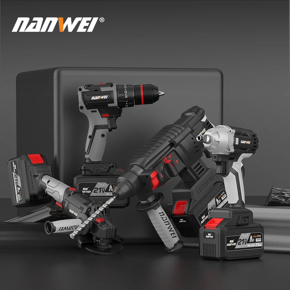 

NANWEI Combination Tool Set Portable Cordless Drill Wireless Lithium Electric Impact Drills Rechargeable Battery Power Tools Kit