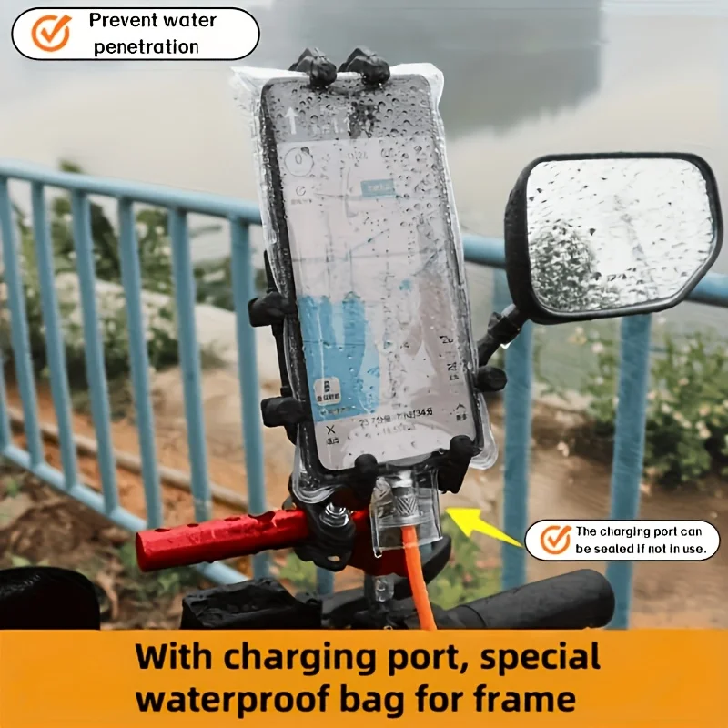Bicycle Rider Phone Rain Cover - Touchscreen-Compatible Phone Pouch, Essential for Rainy Day Cycling, High-Value Phone Bag, Rechargeable Rain Sleeve. Suitable for Cycling, Rainy Days, Outdoor Activities, Bicycle Bags. Stylish Design, Secure Fit.