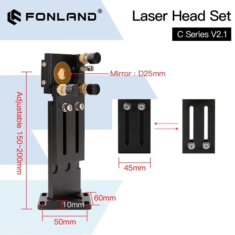 Fonland conjunto de cabeça de laser co2 lente d18 fl38.1 d20fl50.8/63.5/101.6mm montagem integrativa dia25 espelho para máquina de corte a laser