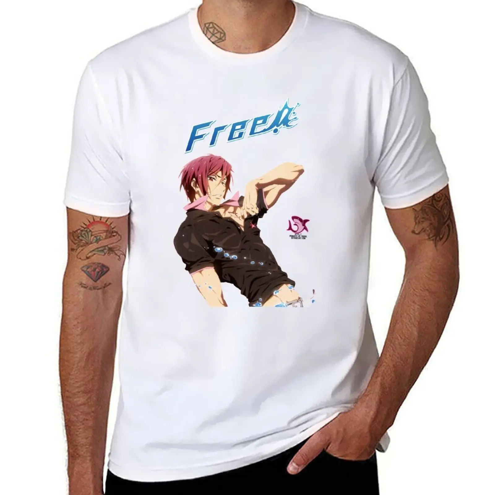 

free Rin Matsuoka T-Shirt t shirt men 100% cotton luxury brand man t shirt designer T-Shirt