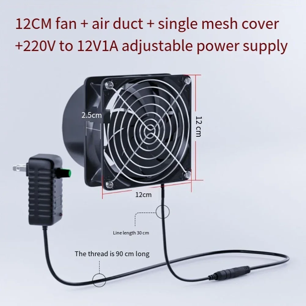 

Exhaust Fan 6100RPM 120mm DC12V Dual Ball Bearings Air Exhaust Fume Fan 120*120*40mm Replacement Parts