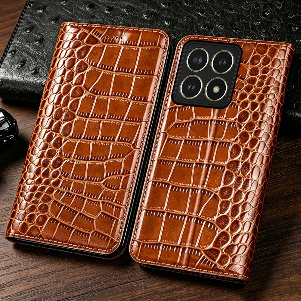

Genuine Leather Crocodile Wallet Flip Case for Xiaomi 14 14T Pro ultra Civi Retro Book Style Card Slots Shockproof Phone Cover