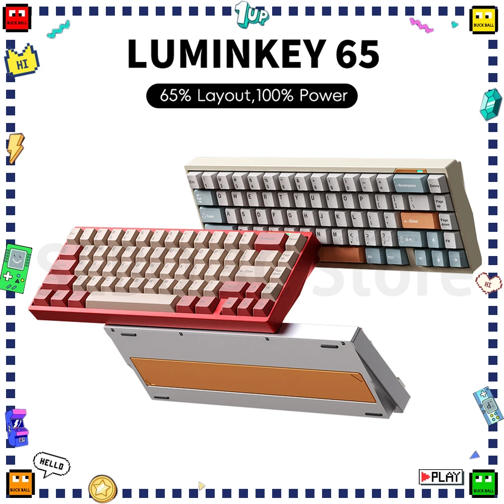 

Luminkey65 Aluminum Alloy Kits Mechanical Keyboard Tri Mode Wireless Low Delay Gaming Keyboard Gasket Hot Swap Pc Accessories