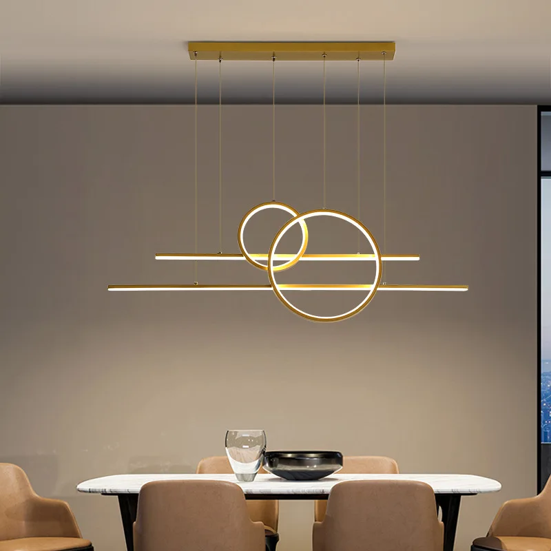 Modern LED Pendant Chandeliers Lighting Fixtures for Living Dining Room Kitchen Restaurant Bar Decor Hanging Lamp Gold Black