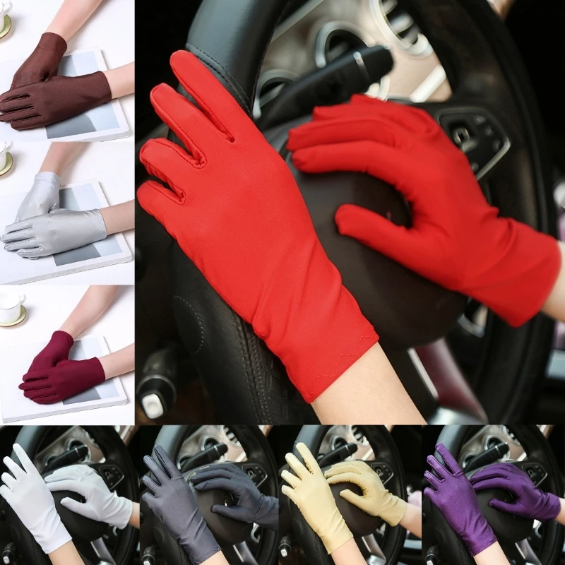 Gants à doublure épaisse extensible, 2 pièces, couleur unie, mitaines à bijoux pour femmes, livraison directe