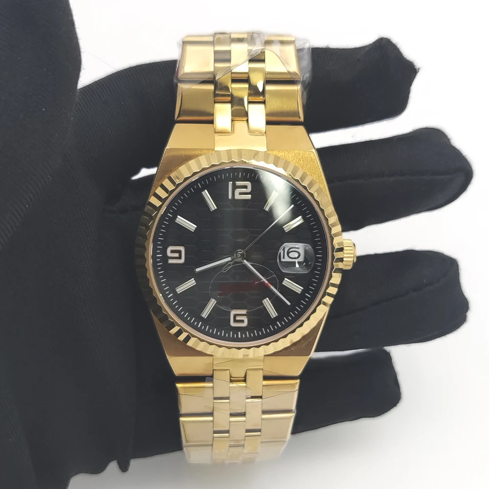 6 colours Luxury Automatic Watch Luminous Calendar Stainless Steel Men Mechanical Wristwatches Sports Watch Golden