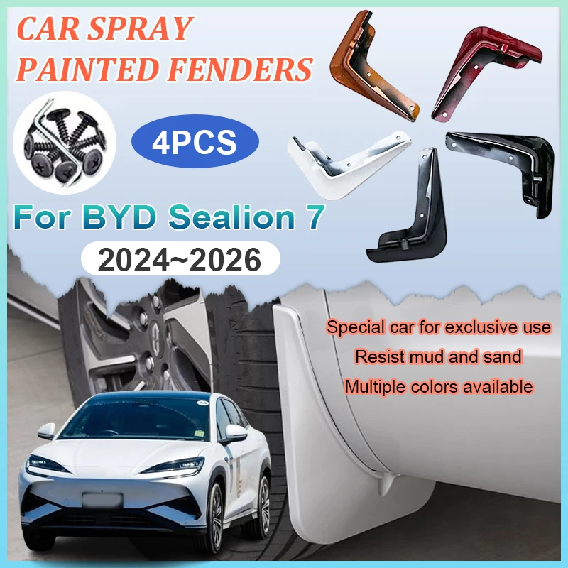 

Car Fender For BYD Sealion 7 Accessories 2024 2025 2026 07 EV Baking Paint Anti-fouling Mudguards Mud Splash MudFlaps Protection