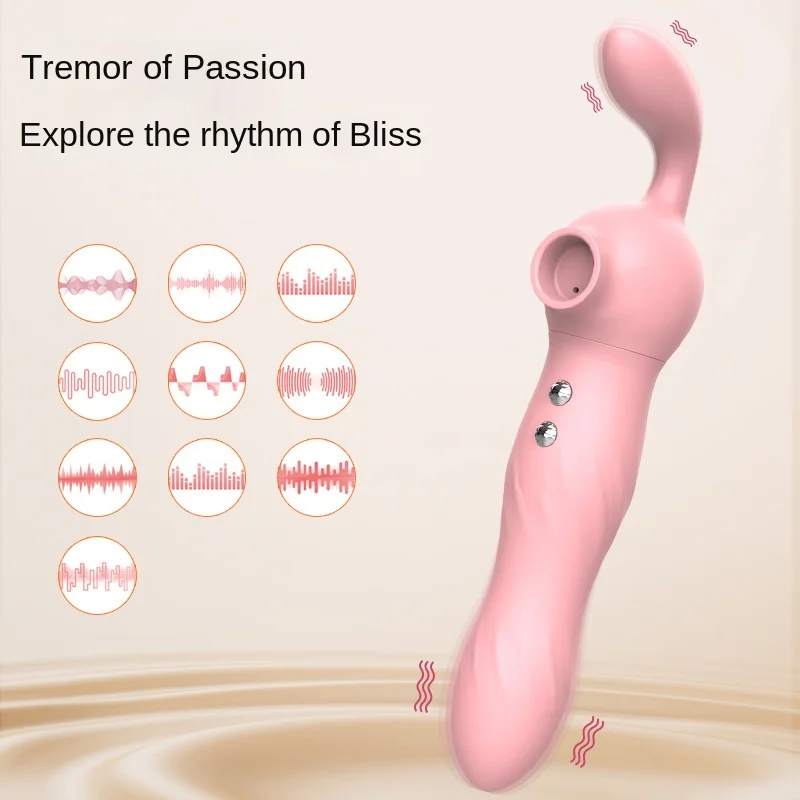 빨고 놀리는 더블 헤드 강한 충격 스틱, 다중 주파수 자극 탐색 리듬 자위 마사지