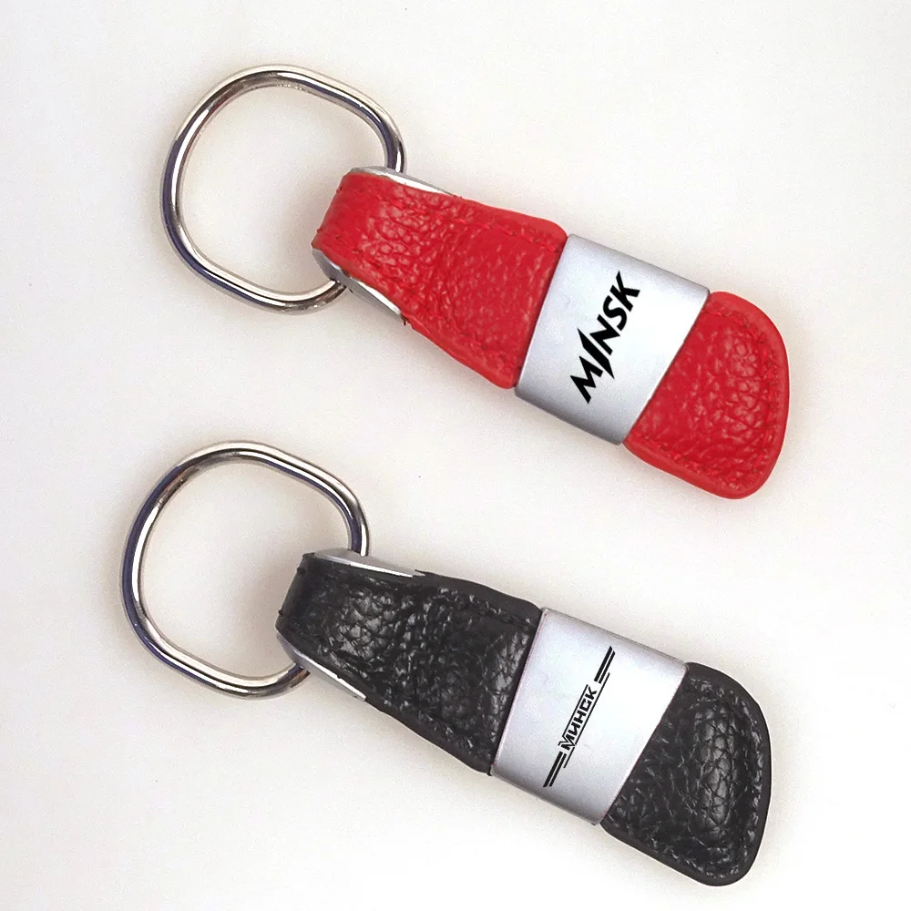 Motorcycle Emblem Genuine Leather Metal Key Chain Scooter Badge keyRing For M1NSK Minsk MMVZ-1 102 MMVZ-2 154 KTNS RS3 TRX ERX