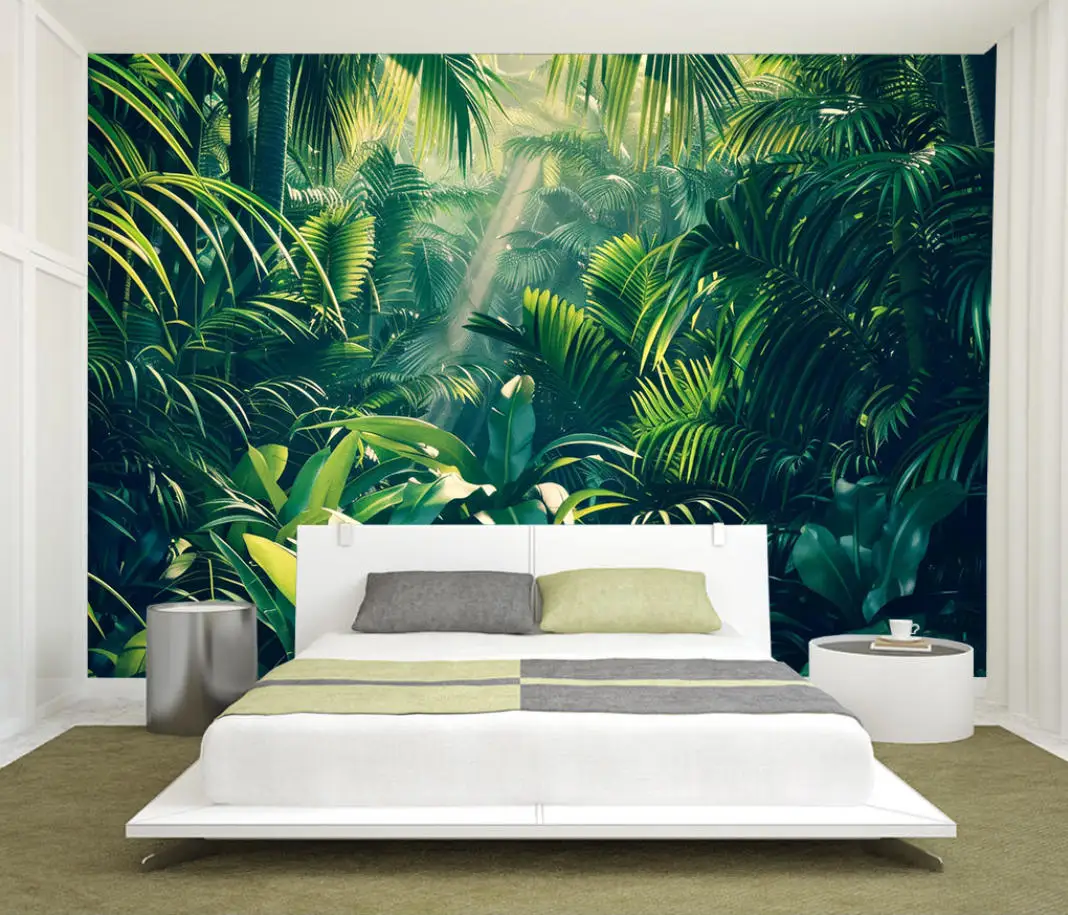

Custom wallpaper jungle green tropical rainforest leaves full shop TV background walls Painting home decoration 3d wallpaper