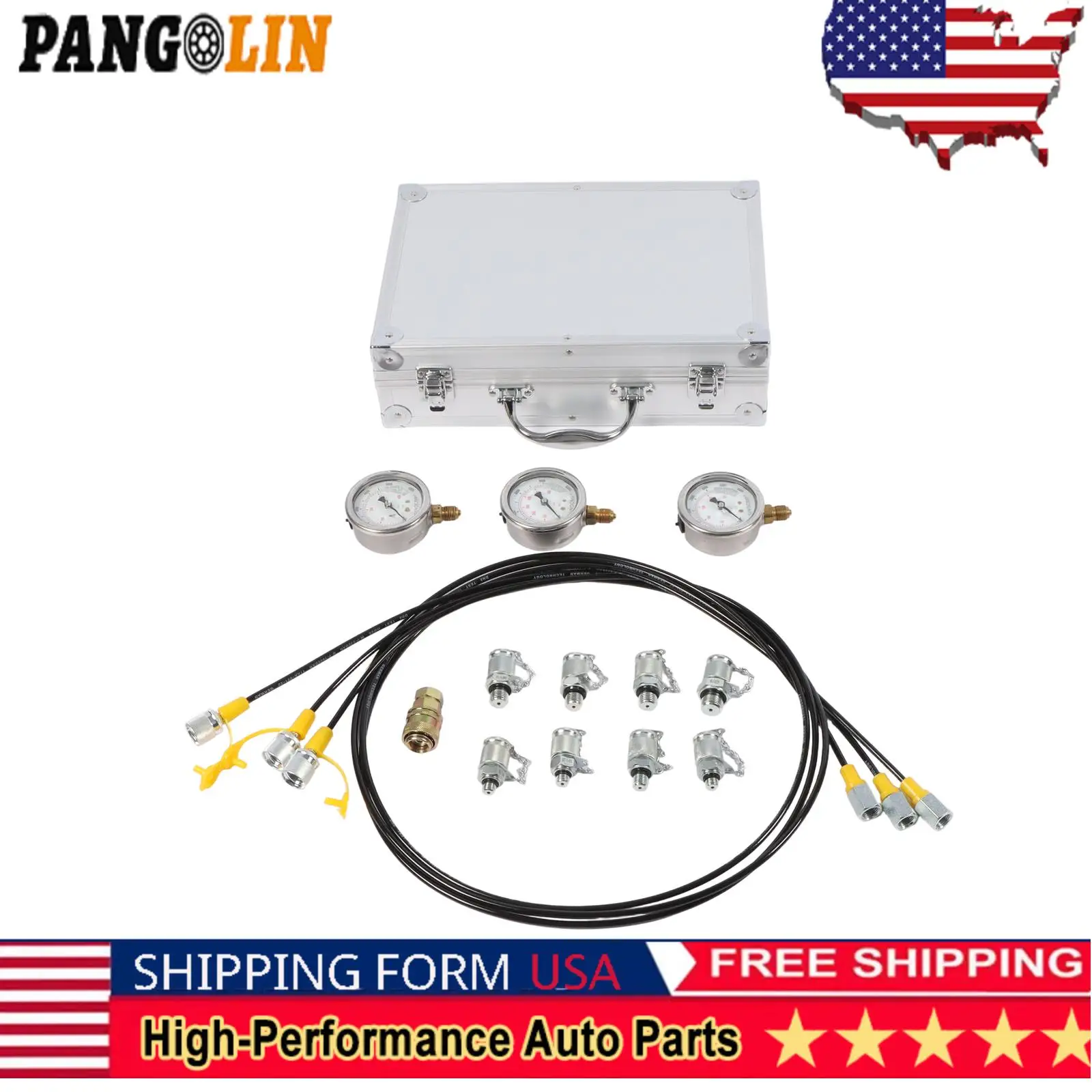 

Комплект гидравлических манометров PANGOLIN 9000PSI/600BAR/60MPa (1 комплект) для диагностики давления в оборудовании CAT Komatsu, набор для тестирования.