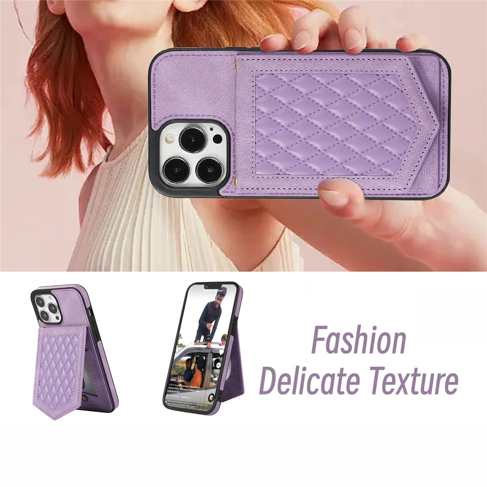 تتفاعل حجب حافظة جلدية آيفون 16 14 15 13 11 12 برو ماكس XR Xs ماكس 8 7 زائد 16E مرآة لوضع مساحيق التجميل محفظة حامل بطاقة
