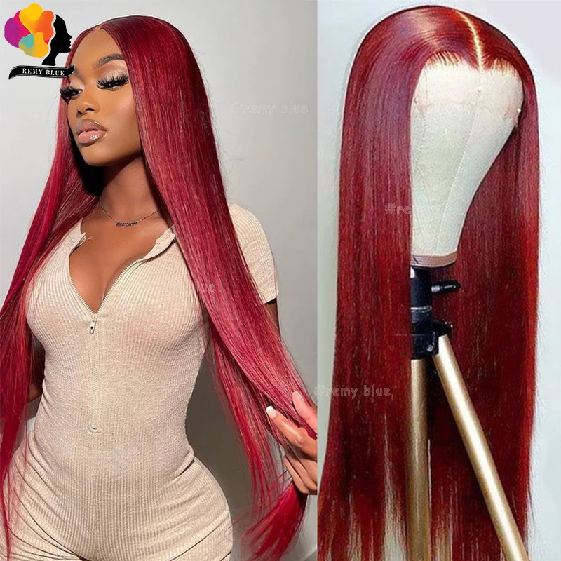 99J Burgundy 13X6 Lace Frontal Wigs Pre-Plucked Red 13x4 Lace Front Human Hair Wig Straight Human Hair Wigs for Black Women