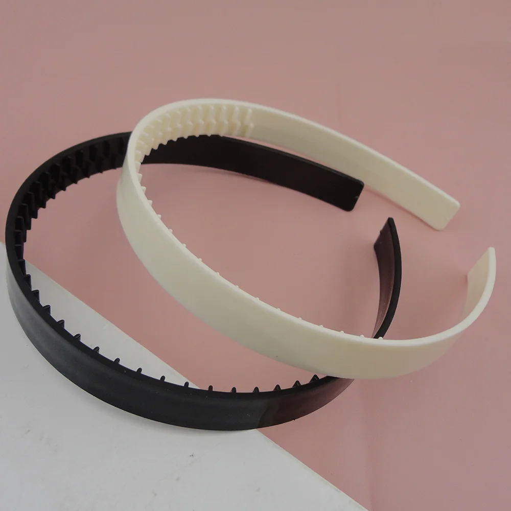 

20PCS 10mm 15mm Black Plain Plastic Headbands with Teeth White Flat Teethed Hairbands Base Hair Hoops for DIY Hair jewelry