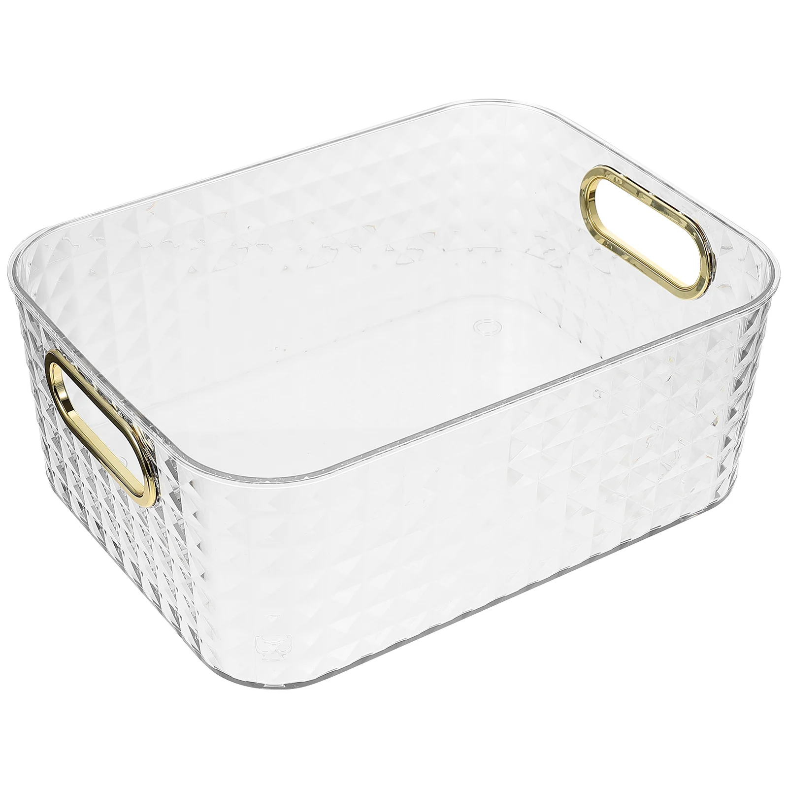 

1pcs Transparent Gold Storage Boxes Diamond Pattern Desk Organizer Bathroom Snack Storage Container Plastic