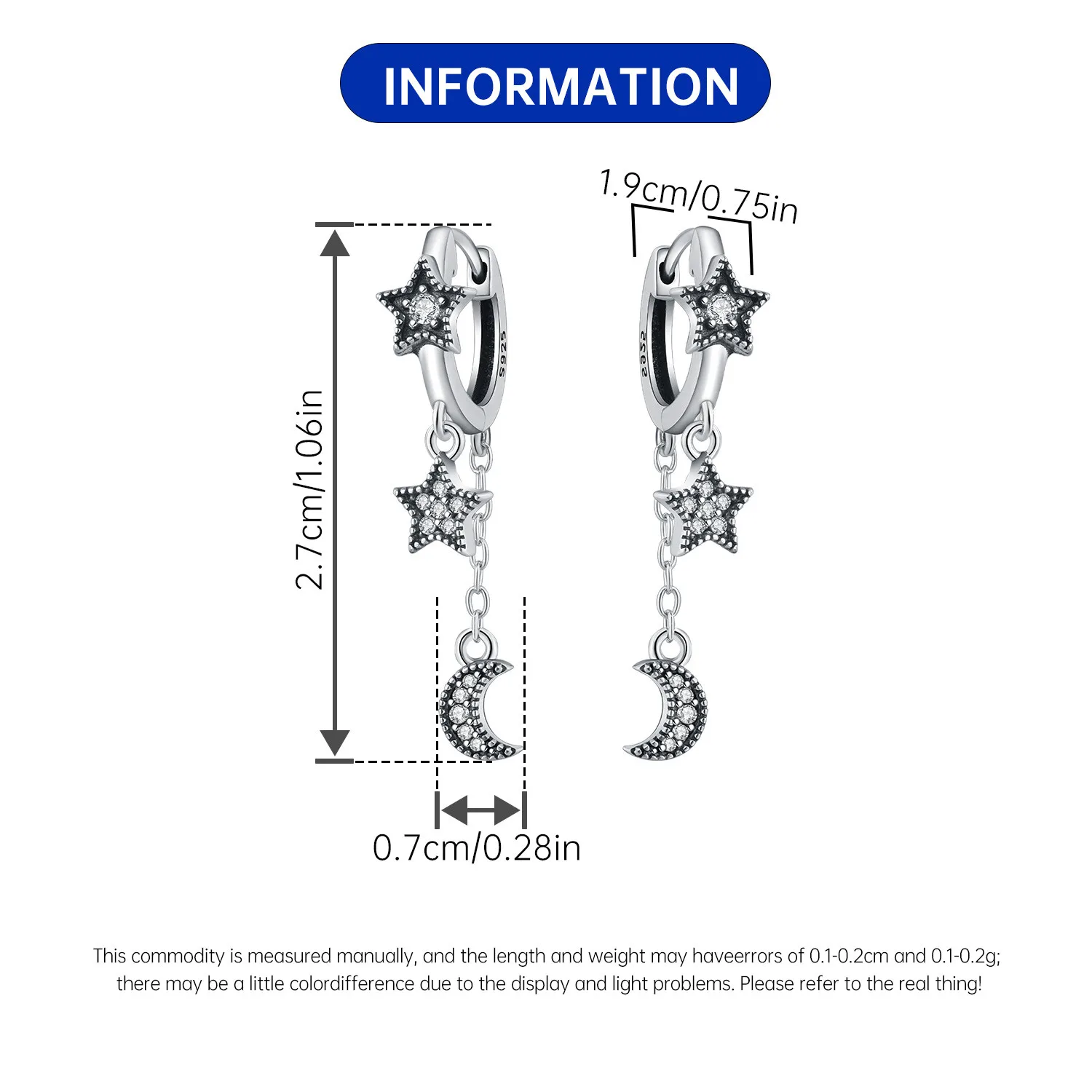 Orstarry 925 Sterling Silver Star Moon Tassel Drop Earrings Women Earrings Fashion Party Original Jewelry Gifts view 6