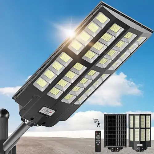 Alles-in-één 7000K 8000W buiten waterdichte zonne-LED-straatverlichting Bewegingssensor Tuinparkeerplaats IP65 Beoordeling voor wegen Straten