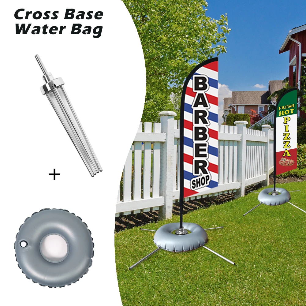 Cross Base + Water Bag For Flagpole (without flag & pole) Feather Beach Flag Pole Holder Base Stake Banner Swooper Hardware