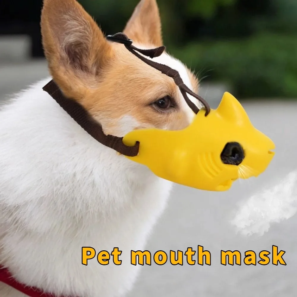 

Pet Mask Cartoon Dog Muzzle Mask Shark Shape Adjustable Dog Anti-bite Muzzle Drinkable Breathable Anti-barking Muzzle Daily Use