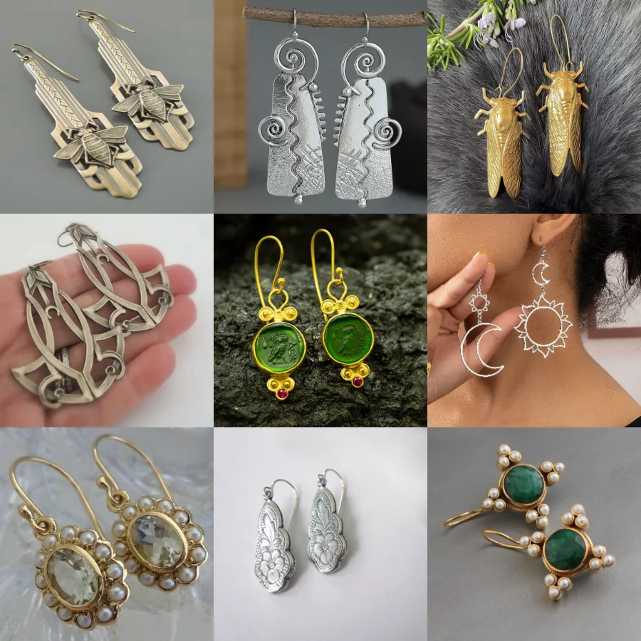 

Honeybee Earrings Punk Long Art Deco Bees Nouveau Revival Golden Cicada Piercing Pendientes Mujer Kolczyki Damskie Jewelry
