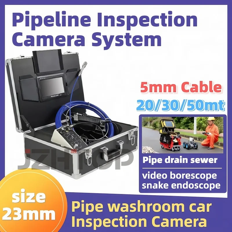 

4400mah Battery 512hz Transmitter 23mm Camera Head Pipeline Drain Sewer Video Inspection Camera System w/Monitor Pipe Locating