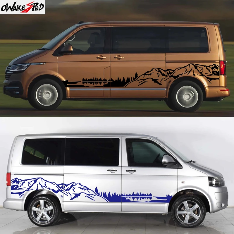 Car Stickers For Volkswagen VW Caravelle Multivan California Transporter T3 T4 T5 T6 Accessories Camper Van Mountain Vinyl Decal